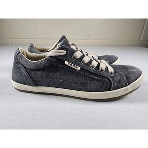 Taos Star Womens Charcoal Gray Wash Canvas Casual Lace Up Sneakers Size 7